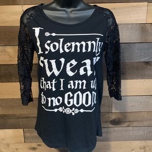 Juniors Harry Potter lace sleeve shirt